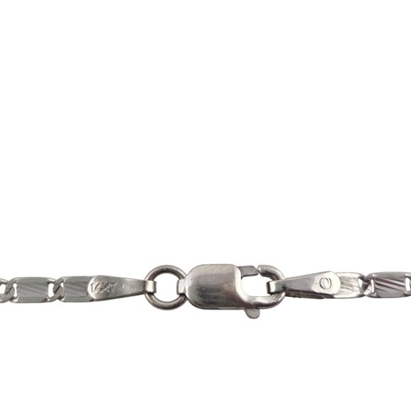 14K White Gold Textured Link Necklace #23854